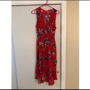 Red Floral HiLo Dress